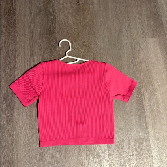 Pink Ribbed Square Neck Top - Picture 3 of 4